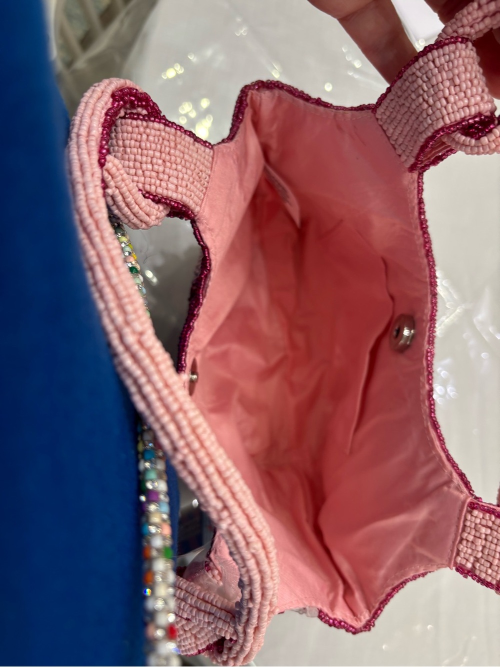Handbeaded Pink & Magenta Striped Bag Available - Picture 2 of 2